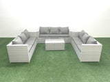 Fimous Rattan Garden Outdoor Furniture Set 9 Seater Garden Sofa Coffee Table Set Light Grey Mixed