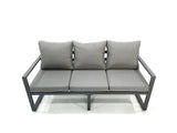 Fimous 12 Seater Garden Sofa Set Aluminium Furniture Rising Dining Tabe Set with Side Table 3 Footstools Dark Grey