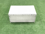 Fimous Wicker PE Rattan Sofa Garden Furniture Set with Armchair Oblong Coffee Table 3 Footstools 2 Side Tables Light Grey Mixed
