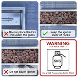 Fimous Rattan Furniture Garden Dining Set Gas Fire Pit Table With 3 Seater Sofa Footstool Dark Grey Mixed