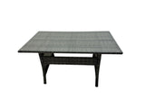 Fimous 6 Seater Wicker PE Rattan Furniture Outdoor Dining Table Double Seat Sofa Side Table 2 Big Stools Set Dark Grey Mixed