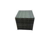 Fimous 6 Seater Wicker PE Rattan Furniture Outdoor Dining Table Double Seat Sofa 2 Side Table 2 Big Stools Set Dark Grey Mixed