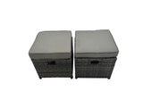 Fimous 7 Seater Wicker PE Rattan Furniture Outdoor Dining Table Double Seat Sofa 2 Side Table 3 Stool Set Dark Grey Mixed