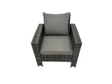 Fimous 8 Seater Wicker PE Rattan Furniture Outdoor Dining Table Double Seat Sofa 2 Side Tables 4 Stools Set Dark Grey Mixed