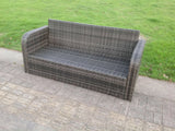 Fimous Dark Grey Mix PE Wicker Rattan Garden Furniture Set Sofa Set Reclining Adjustable Chair 6 Seater Oblong Coffee Table