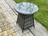 Fimous Small Round Outdoor Rattan Dining Table Garden Furniture Accessory Tempered Glass