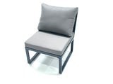 Fimous 11 Seater Outdoor Aluminum Garden Furniture Set Corner Sofa 2 Chair 2 Big Footstools Adjustable Rising Lifting Dining Table Sets Dark Grey
