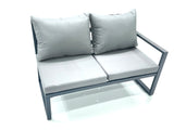 Fimous 12 Seater Outdoor Aluminum Garden Furniture Set Corner Sofa 3 Chair 2 Small Footstool Adjustable Rising Lifting Dining Table Sets Dark Grey