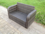 Fimous Dark Grey Mix PE Wicker Rattan Garden Furniture Set Sofa Set Reclining Adjustable Chair 4 Seater