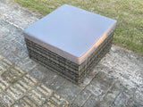 Fimous Grey Mixed Rattan Footstool Patio Outdoor Garden Furniture With Thick Grey Cushion