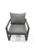 Fimous 6 Seater Garden Sofa Set Aluminium Furniture Rising Dining Tabe Set with Chair 2 Big Footstool Side Table Dark Grey