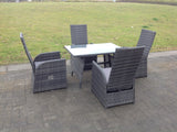 Fimous Oblong Rectangular Table Adjustable Reclining Chair Rattan Dining Set Outdoor Garden Furniture Table And Chair Set Mixed Grey 4 Chairs