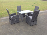 Fimous Oblong Rectangular Table Adjustable Reclining Chair Rattan Dining Set Outdoor Garden Furniture Table And Chair Set Mixed Grey 4 Chairs