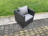 Fimous Rattan Garden Furniture Set Gas Fire Pit Lounge Sofa Chair Dining Set with Arm Chair Stools