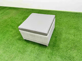 Fimous Patio Garden Furniture Sets with Black Glass Top Dining Table Armchair 3 Seater Sofa Side Table 3 Stool Light Grey