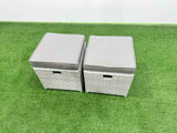 Fimous Patio Garden Furniture Sets with Black Glass Top Dining Table Armchair 3 Seater Sofa 2 Small Stool Light Grey