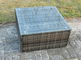 Fimous 10 Seater Outdoor Garden Furniture Set Wicker PE Rattan Corner Sofa Set with Square Coffee Table 2 Small Footstools 2 Armchairs Dark Grey Mixed
