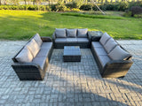 Fimous Patio Garden Furniture Sets Wicker 9 Seater Outdoor Rattan Furniture Sofa Sets with Square Coffee Table Side Table