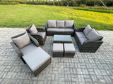 Fimous Patio Garden Furniture Sets Wicker 10 Seater Outdoor Rattan Furniture Sofa Sets with Rectangular Coffee Table Reclining Chair Loveseat Sofa 3 Footstools