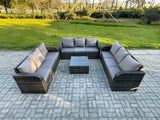 Fimous Patio Garden Furniture Sets Wicker 9 Seater Outdoor Rattan Furniture Sofa Sets with Square Coffee Table