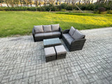 Fimous 7 Seater Rattan Wicker Garden Furniture Patio Conservatory Sofa Set with Rectangular Coffee Table 3 Seater Sofa Love Sofa 2 Small Footstools