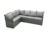 Fimous 8 Seater Garden Rattan Furniture Corner Dining Set with Big Footstool Indoor Outdoor Lounge Sofa Set Dark Grey Mixed