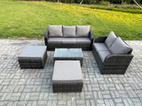Fimous 7 Seater Rattan Wicker Garden Furniture Patio Conservatory Sofa Set with Rectangular Coffee Table 3 Seater Sofa Love Sofa 2 Big Footstool