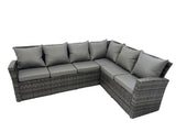 Fimous Rattan Garden Outdoor Furniture Set 9 Seater Garden Sofa Coffee Table Set with Chair 2 Big Footstools Dark Grey Mixed