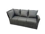 Fimous Rattan Garden Furniture Set 7 Pieces Outdoor Garden Sofa Oblong Coffee Table Set with Chair 3 Footstools Dark Grey Mixed