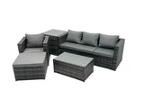 Fimous 5 Seats Rattan Sofa Set Coffee Table Chair Set Outdoor Patio Garden Furniture In Dark Grey