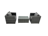 Fimous Rattan Garden Furniture Chairs Oblong Coffee Table Set