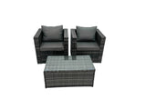 Fimous Rattan Garden Furniture Chairs Oblong Coffee Table Set