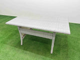 Fimous PE Rattan Lounge Sofa Set 8 Seater Outdoor Garden Furniture Set with Dining Table Love Sofa 2 Big Footstools 2 Side Tables Light Grey