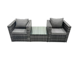 Fimous Rattan Garden Furniture Chairs Square Coffee Table Set