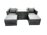Fimous Rattan Sofa Chair Footstool Garden Patio Furniture Set With High Tall Coffee Table 4 Seater