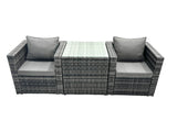 Fimous Rattan Sofa Single Arm Chair Garden Patio Furniture Set With Coffee Table 2 Seater