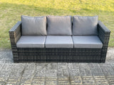 Fimous 3 Seater Rattan Lounge Sofa Patio Outdoor Garden Furniture With Thick Cushion