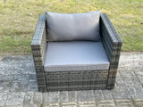 Fimous Outdoor Rattan Single Sofa Chair Garden Furniture With Seat and Back Cushion Dark Grey Mixed