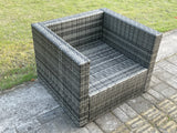 Fimous Outdoor Rattan Single Sofa Chair Garden Furniture With Seat and Back Cushion Dark Grey Mixed