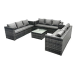 Fimous Outdoor Rattan Garden Furniture Lounge Sofa Set With Square Coffee Table