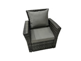 Fimous Rattan Garden Furniture Set 9 Pieces Outdoor Garden Sofa Oblong Coffee Table Set with Chair 4 Footstools Dark Grey Mixed