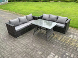 Fimous Wicker PE Rattan Garden Dining Set Outdoor Furniture Sofa with Patio Dining Table Dark Grey Mixed