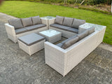 Fimous 10 Seater Wicker Light Grey Lounge Rattan Sofa Set Outdoor Garden Furniture Conservatory Patio Furniture