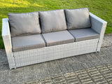 Fimous 6 Seater PE Wicker Light Grey Rattan Sofa Set Garden Furniture Chairs Footstool Conservatory Patio Furniture