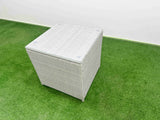 Fimous PE Rattan Lounge Sofa Set 12 Seater Outdoor Garden Furniture Set with Rectangular Dining Table 3 Seater Sofa 3 Stools 2 Side Table Light Grey