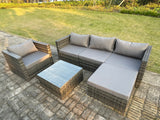 Fimous 5 Seat Modular Rattan Garden Furniture Coffee Table Footstool Chair Outdoor