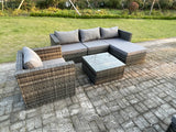 Fimous 5 Seat Modular Rattan Garden Furniture Coffee Table Footstool Chair Outdoor