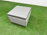 Fimous  8 Seater PE Wicker Rattan Furniture Sofa Sets with Rectangular Dining Table 2 Seater Love Sofa 2 Big Footstool Light Grey