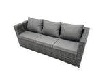 Fimous Rattan Garden Furniture Dining Set 10 seater Patio Coffee Table Sofa Set with 3 Stools Side Table Dark Grey Mixed