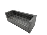 Fimous Rattan Garden Furniture Dining Set 6 seater Patio Coffee Table Sofa Set with 2 Side Tables Dark Grey Mixed